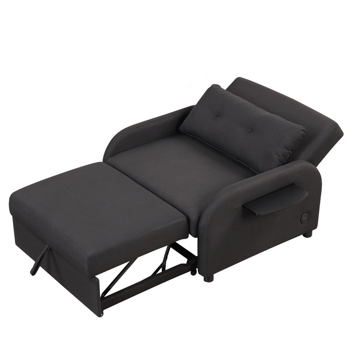 Versatile Pull Out Sofa Sleeper 3 In 1 With Wing Table & USB Charge, Compact Design