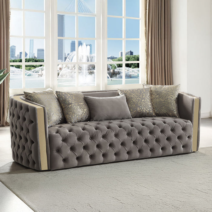 Naomi - Button Tufted Sofa - Taupe