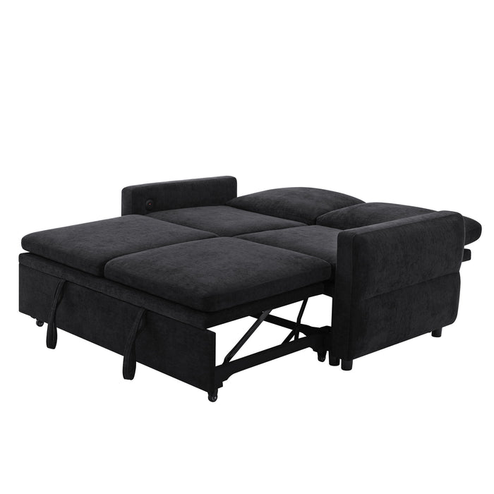 Convertible Sofa Bed Loveseat With Adjustable Backrest And USB Ports