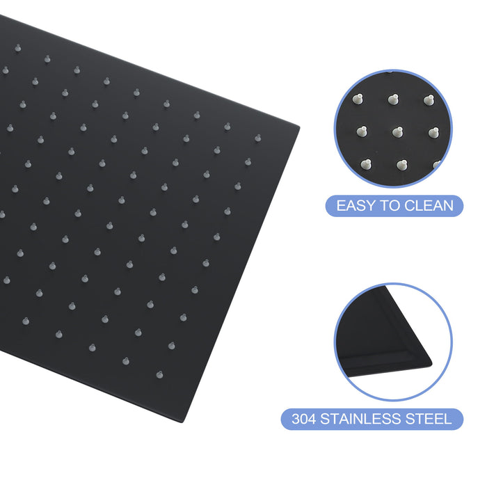 Modern 10" Square Rainfall Shower Head & Stainless Steel Wall Or Ceiling Mount Luxury Spa Shower Panel