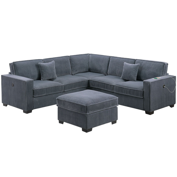 Modern Sectional Set With Cocktail Ottoman