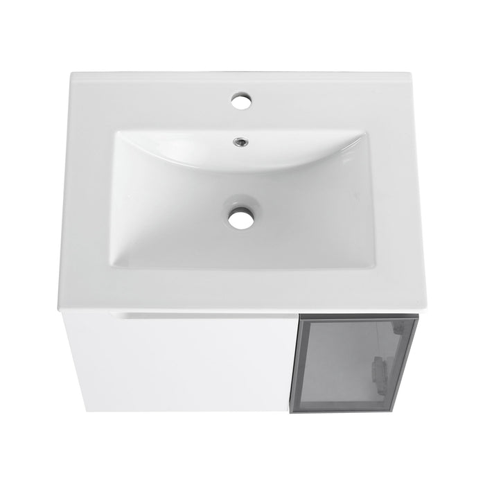 Wall Mounted Bathroom Vanity With Sink, Soft Close Doors, Cabinet & Half Door