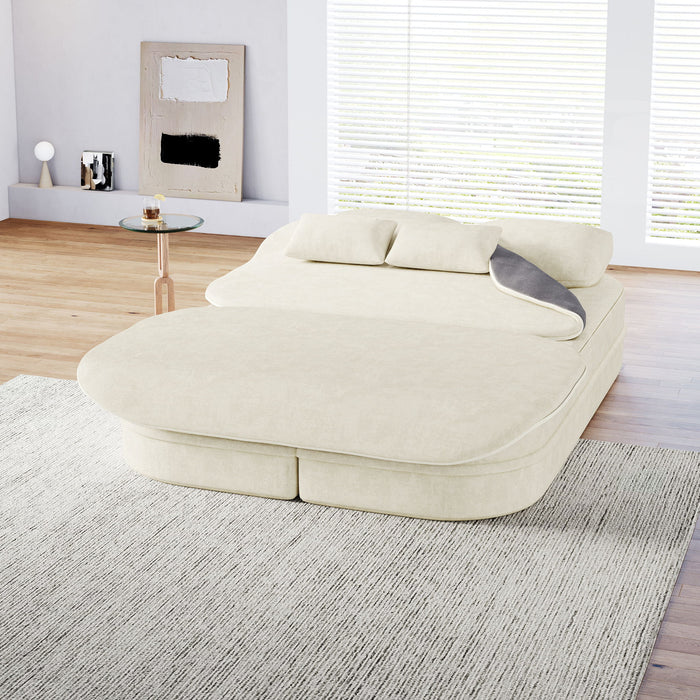 2 In 1 Foldable Sofa Bed With Multi Functional Blanket, Floor Lounge Sofa