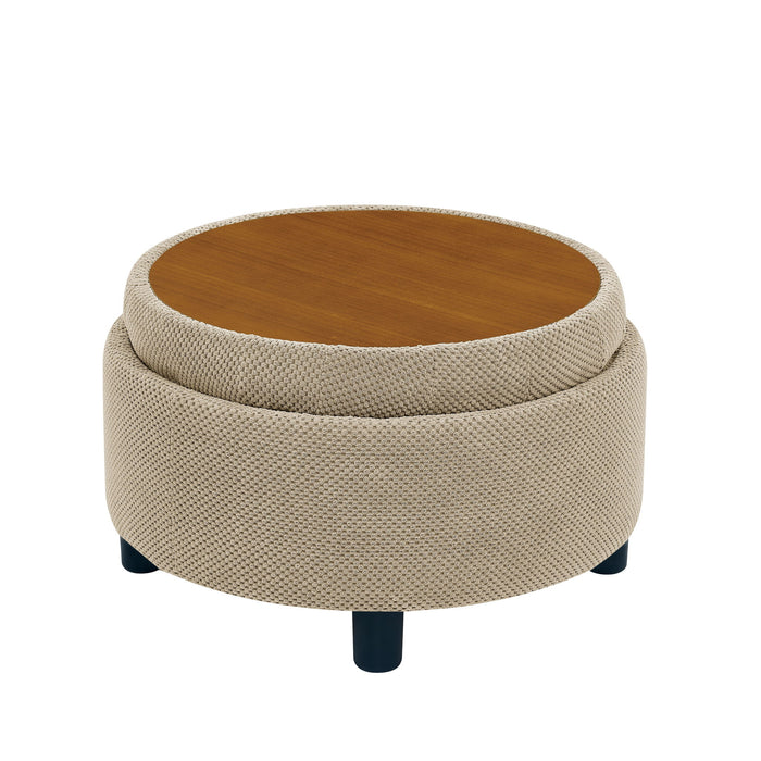 Storage Round Footstool Table Ottoman