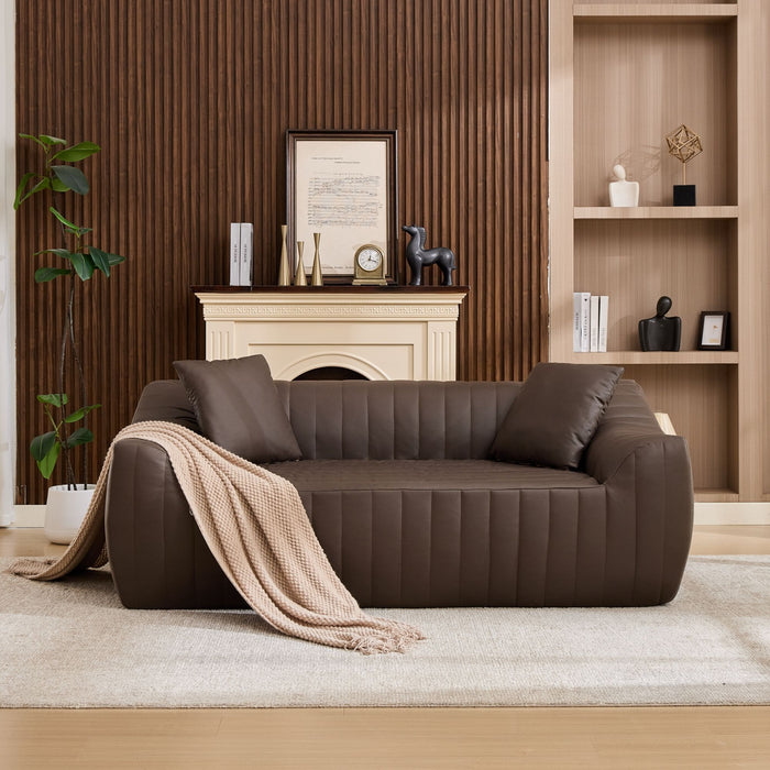 Oversized 2 Seater Loveseat With 2 Decor Throw Pillows, Deep Seat Sofa For Living Rooms