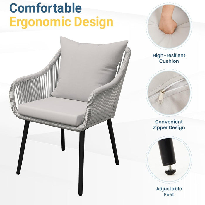 5 Piece Twisted Rattan Patio Dining Set With Table