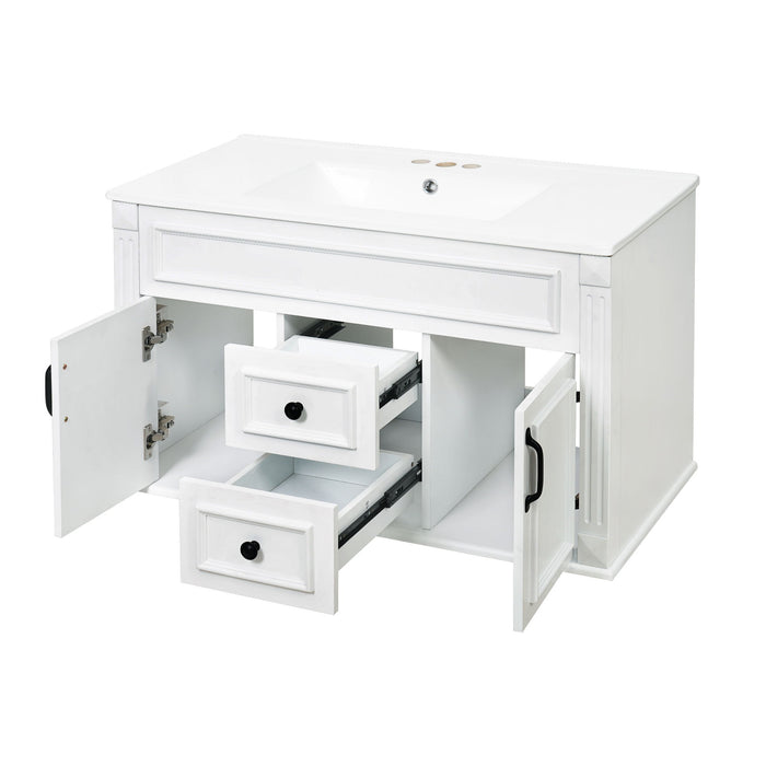 French Simple Style Wall Mounted Bathroom Cabinet With Sink