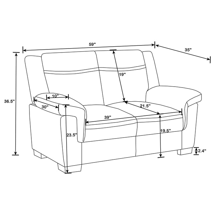Borden - 2 Piece Living Room Set With Smooth Upholstery - Gray