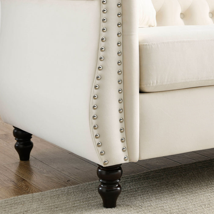 Chesterfield Sofa With Rolled Arms And Nailhead Trim