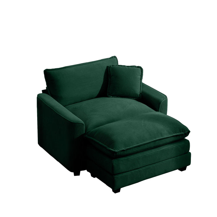 Classic Modern Comfortable Single Chair Deep Seat Sofa With Footstool