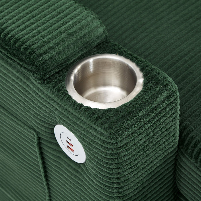 U Shaped Sectional Sofa Bed With Storage Chaise Lounges, USB Ports, And Cup Holders