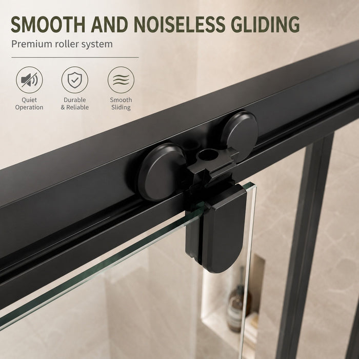 Double Framed Sliding Shower Door - Matte Black