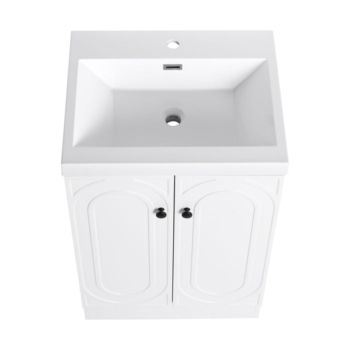 Contemporary Freestanding Bathroom Vanity With Resin Sink & Soft-Close Cabinet Doors