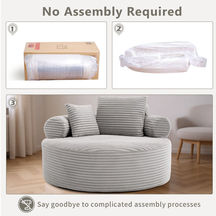 Round Sofa Bed With 3 Pillows For Living Room