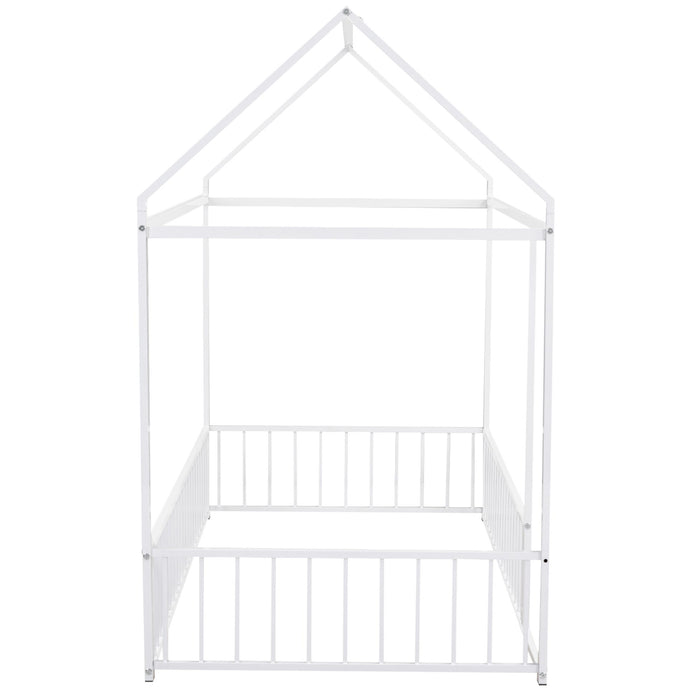 Metal Bed House Bed Frame With Fence