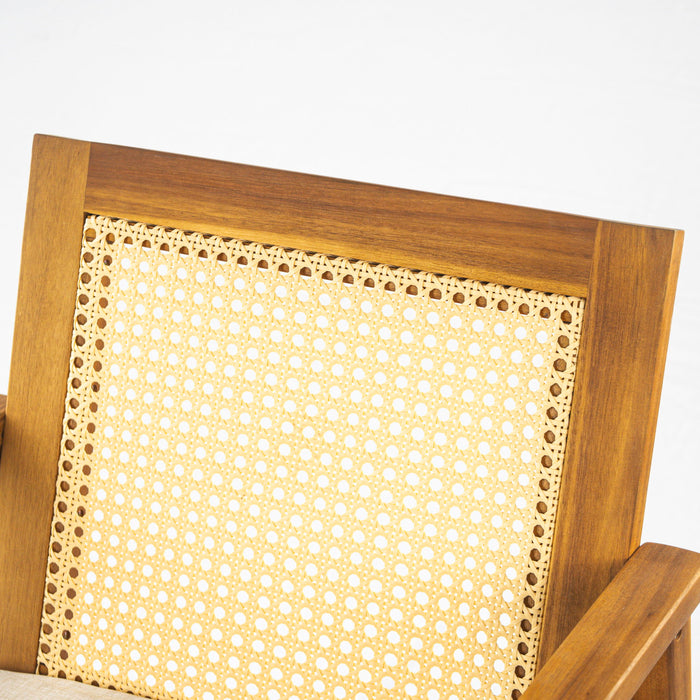 Preston - Outdoor Dining Chair With Cushion (Set of 2) - Teak / Beige