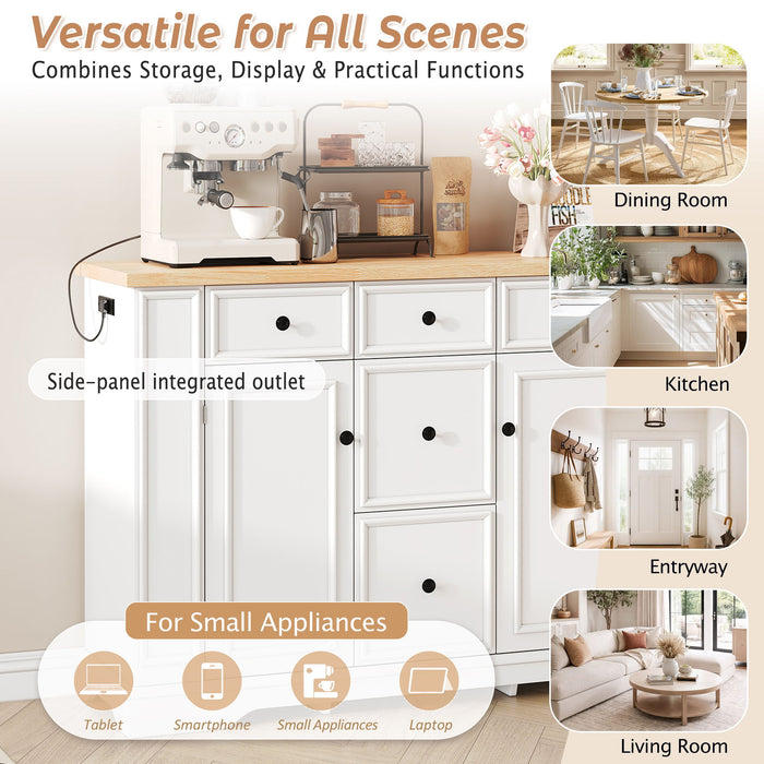 Sideboard Buffet Cabinet With 5 Drawers, 2 Cabinets, Adjustable Shelves