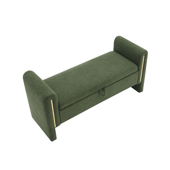 Modern Teddy Upholstered Large Bed End Bench With Arms And Storage