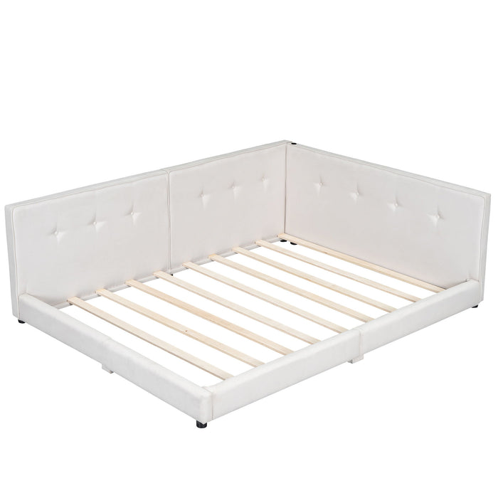 Modern Upholstered Platform Bed With USB Ports And LED Belt