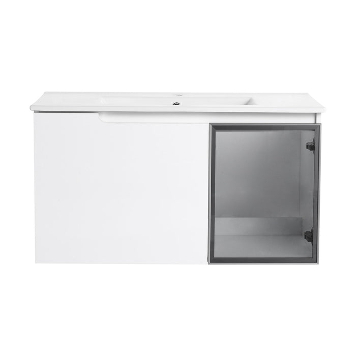 Wall Mounted Bathroom Vanity With Sink, 2 Soft Close Doors, Cabinet & Half Door