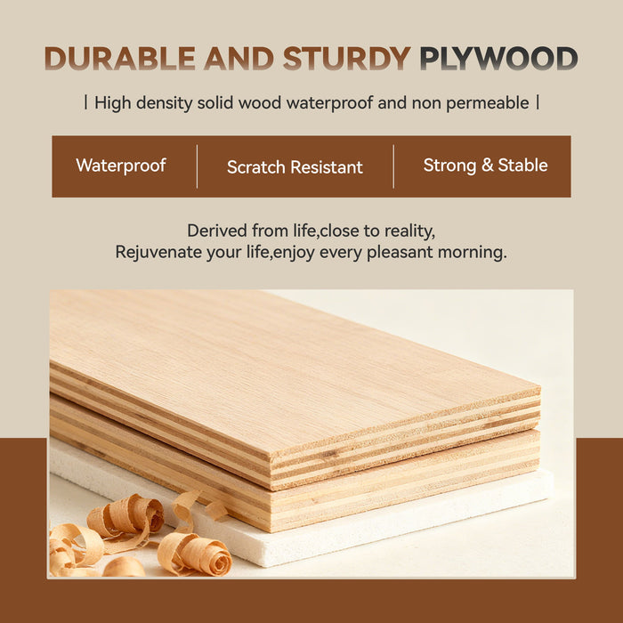 Freestanding Bathroom Vanity Set With Tall Linen Cabinet, Single Sink, Extra Storage, Soft Close Doors - Glossy White / Light Oak