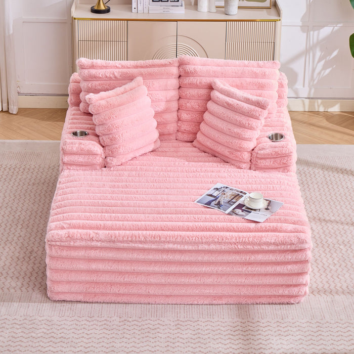 Oversized Chaise Lounge Chair Indoor With Pillows For Living Room