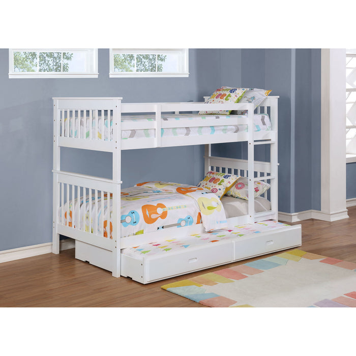 Madison - Twin Over Twin Bunk Bed With Slatted Design - White