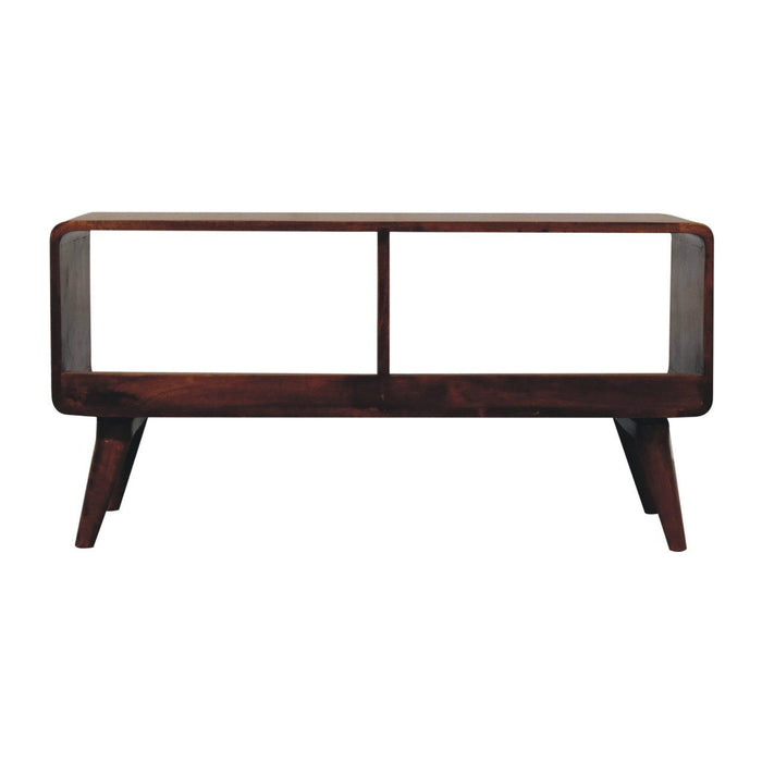 Curved Double Slot Media Unit - Dark Brown