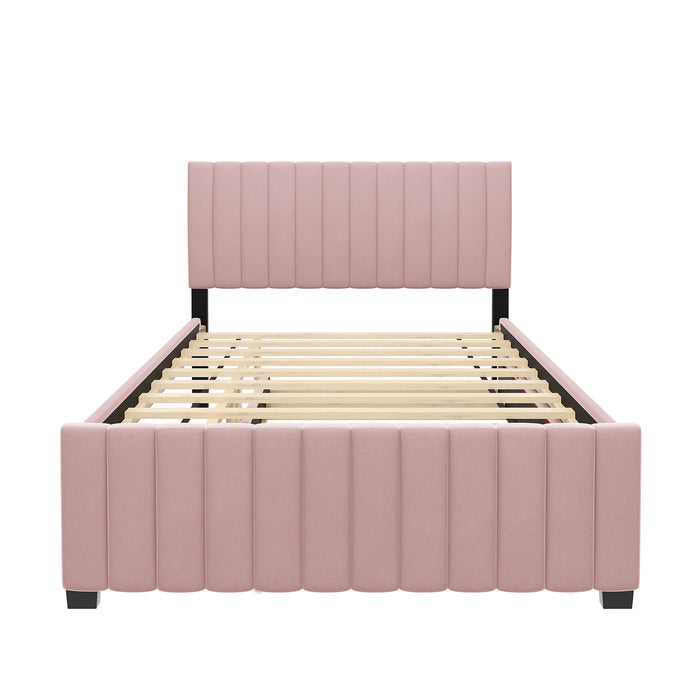Elegant Upholstered Platform Bed With Twin Size Trundle