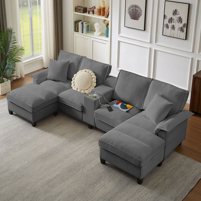 Modern U-Shaped Sectional Sofa Bed With Storage