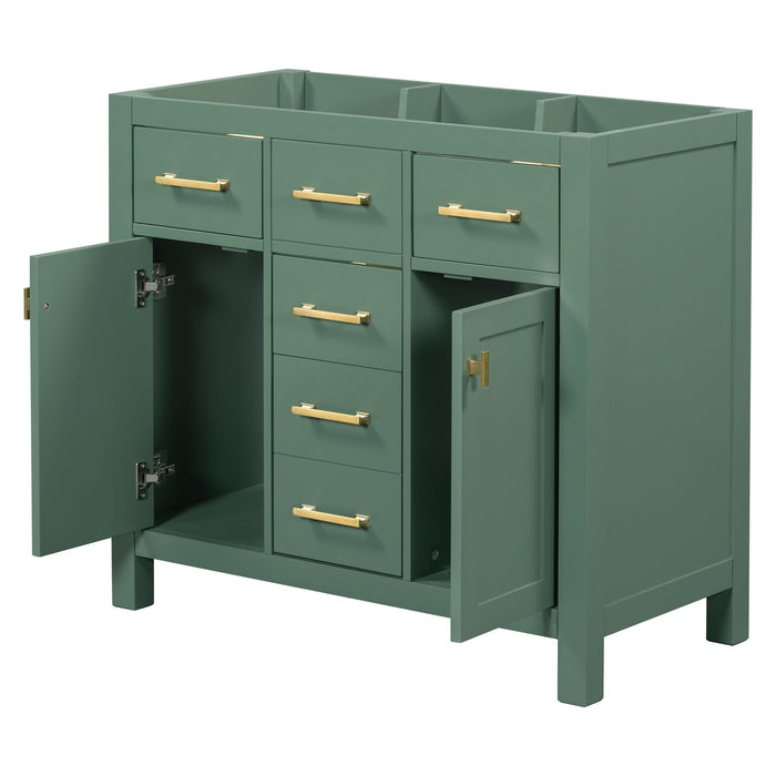 Freestanding Bathroom Vanity With 4 Drawers & 2 Cabinets - Green