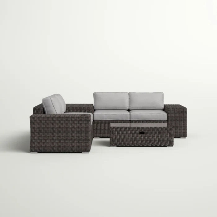Modern Patio Rattan Sectional Set With Cushions