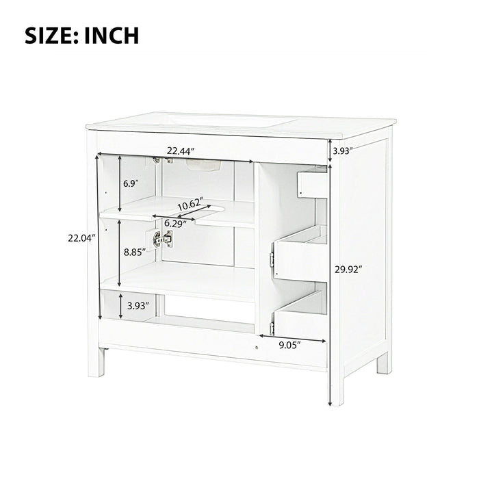 Bathroom Vanity With Sink Top, Bathroom Vanity Cabinet With 2 Doors And 2 Drawers, Open Shelf