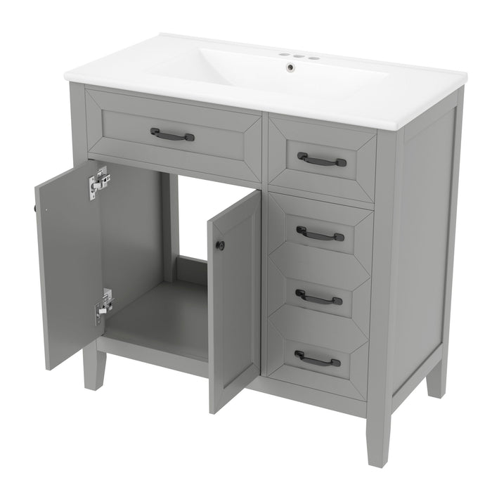 Modern Bathroom Vanity With Sink, Freestanding Design With Drawers And Doors