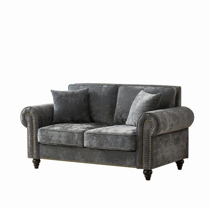 2 Seater Sofa With Rolled Arms, Tufted Upholstered Couch