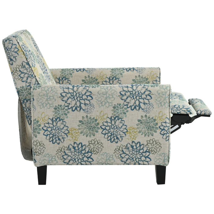 Upholstered Push Back Recliner Chair For Living Room - Blue