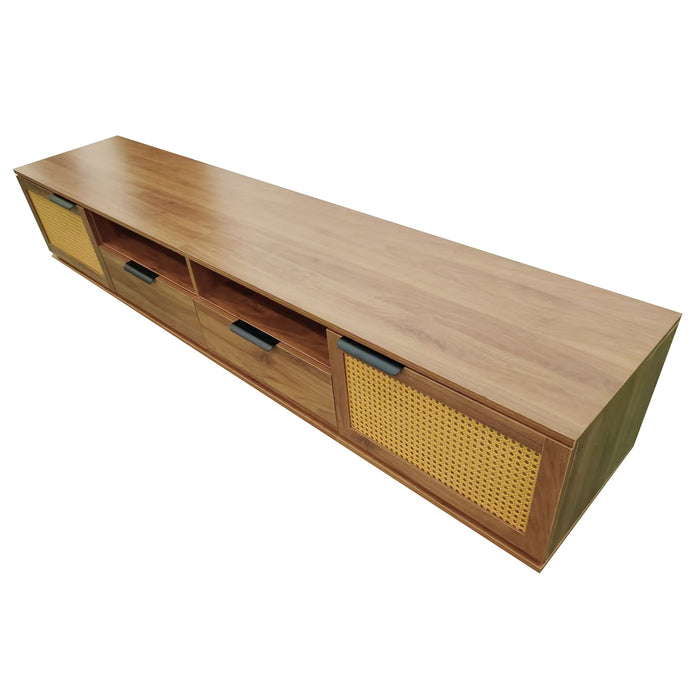 TV Stand With 2 Drawers And Open Shelving - Walnut
