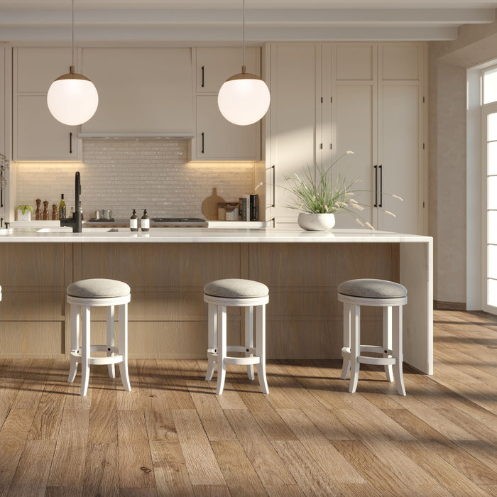 Backless Swivel Stool With Upholstered Seat