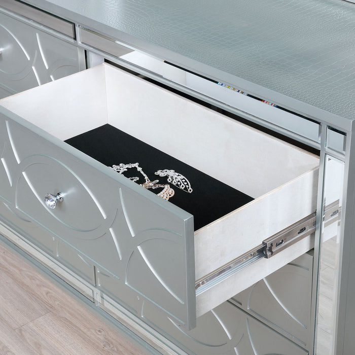 Arabesque - 6 Drawer Dresser With Mirror - Silver
