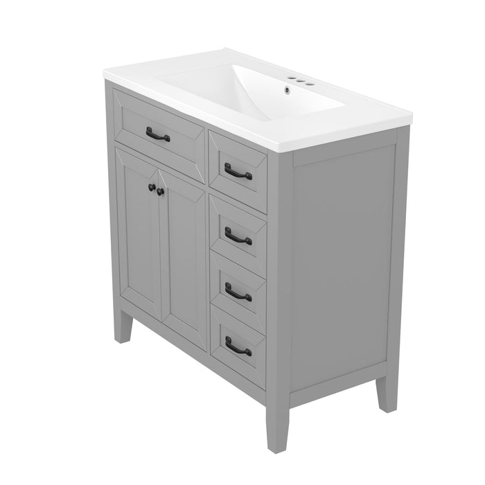 Modern Bathroom Vanity With Sink, Freestanding Design With Drawers And Doors
