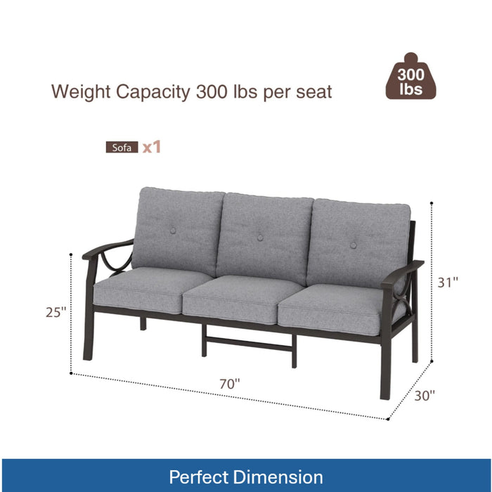 All-Weather 3 Seat Patio Sofa With Cushions