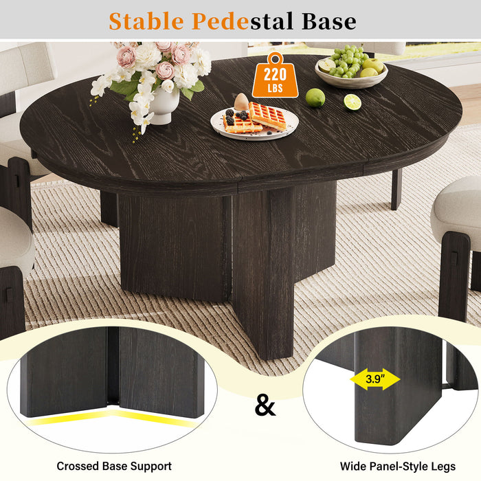 Farmhouse Oval Extendable Dining Table With Pedestal Base