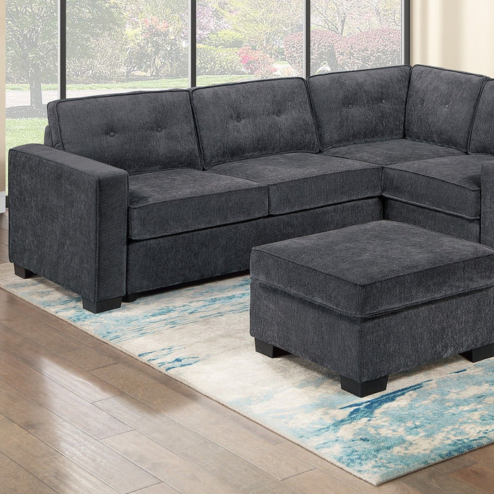 Sectional Set With Reversible Loveseat, USB Console, Corner Wedge & Ottoman