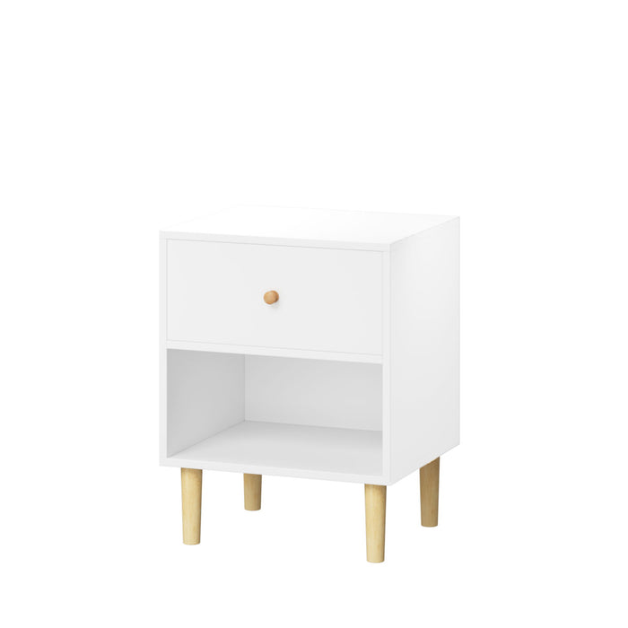 Nightstand With 1 Drawer And 1 Shelf - White