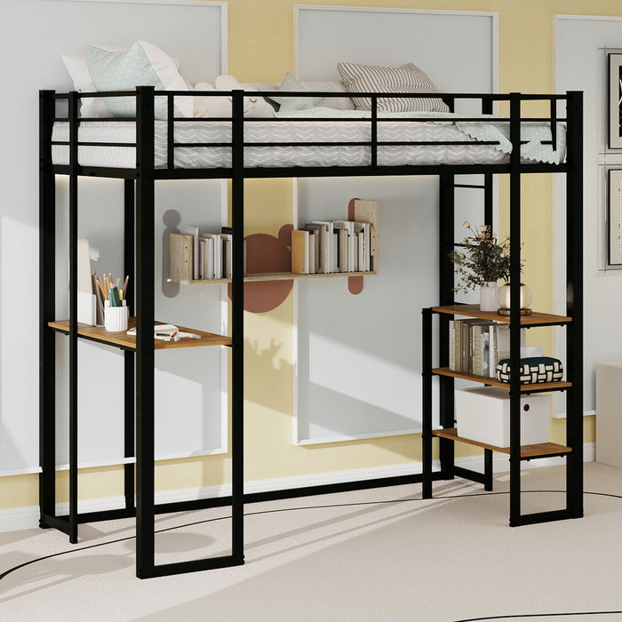 Bunk Bed With L-Shaped Desk And Dual Side Stairs