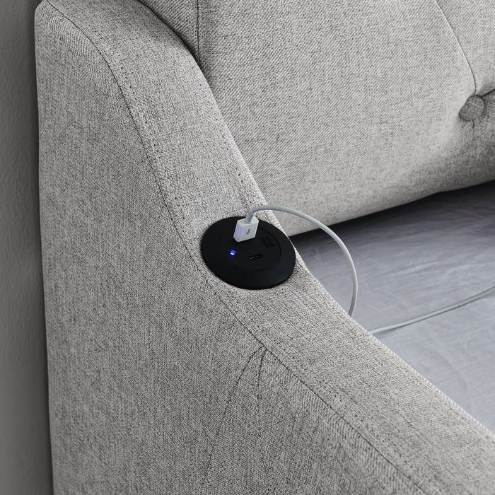 Size Upholstered Daybed With Trundle And USB Charging Armrest