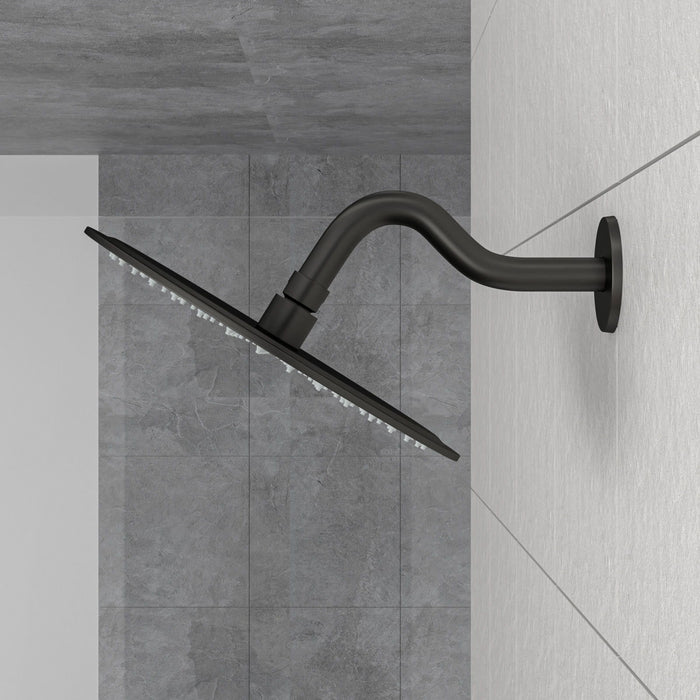 8" Shower Arm With Flange, Adjustable Angles - Matte Black