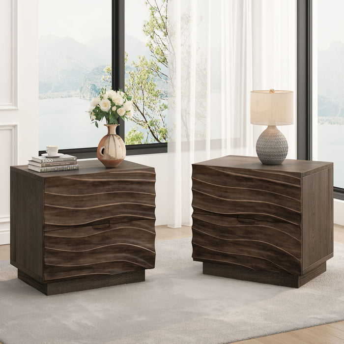 Nightstand With 2 Drawers, No Handles