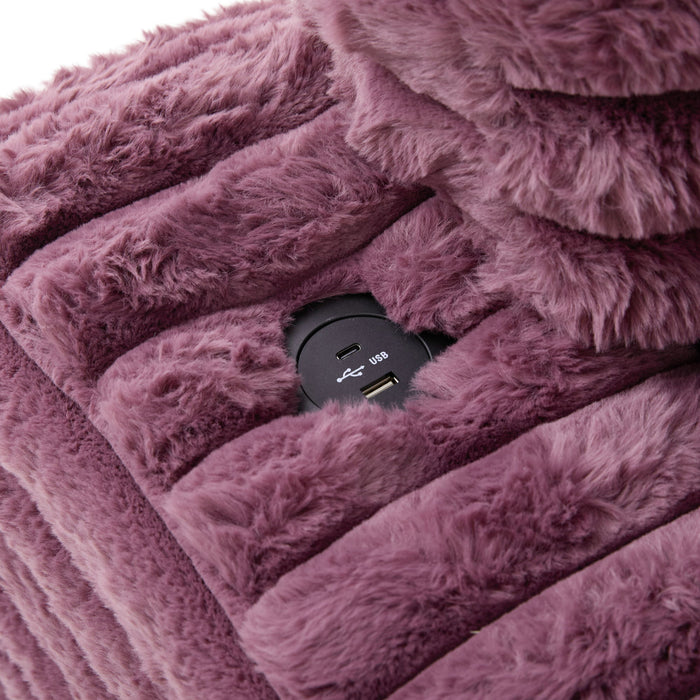 Oversized Double Chaise Lounge Sofa With USB Ports And Cup Holders