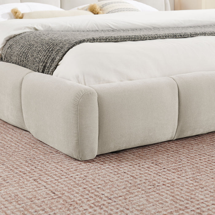 Upholstered Platform Bed Frame, Low Profile Floor Bed, No Box Spring Required